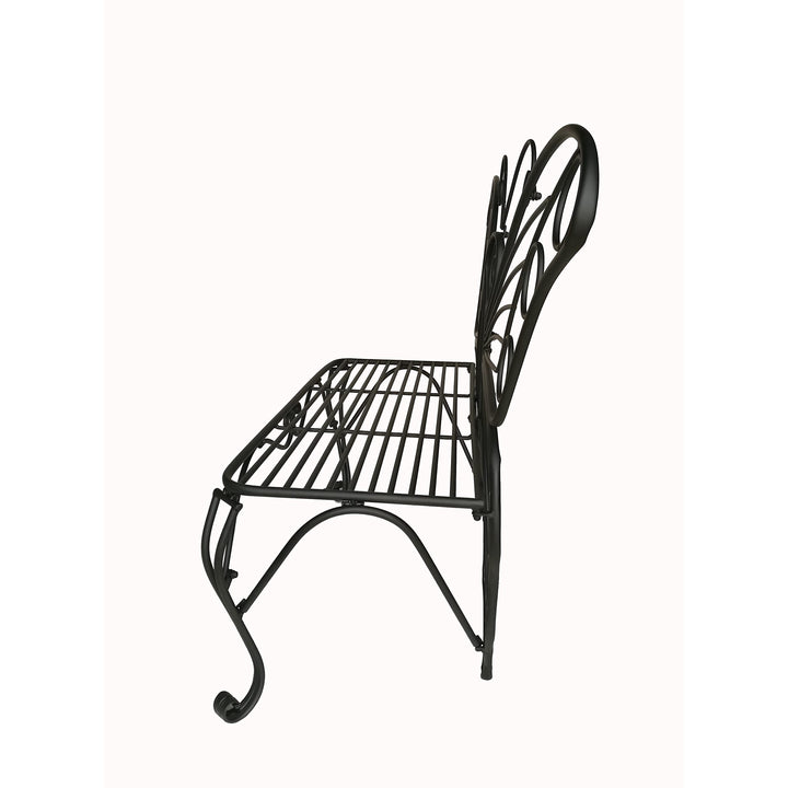 Antique Black Metal Butterfly Bench - Diamond Home USA