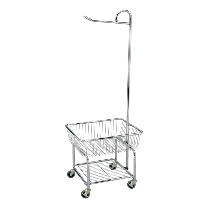 Chrome Laundry Rolling Cart with Basket and Hanging Bar 25 X 21 67 Inches Silver