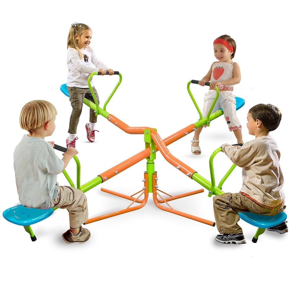 Kids Swivel Teeter-Totter Degrees Rotating(4 Seats) 74.8" l X 74.8" w 39.37" h