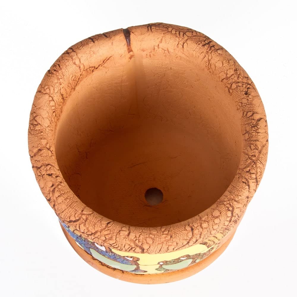 Golden eramics Flower Pot Planter Sunset Frogs 7.5" Multi olor ountry Round - Diamond Home USA