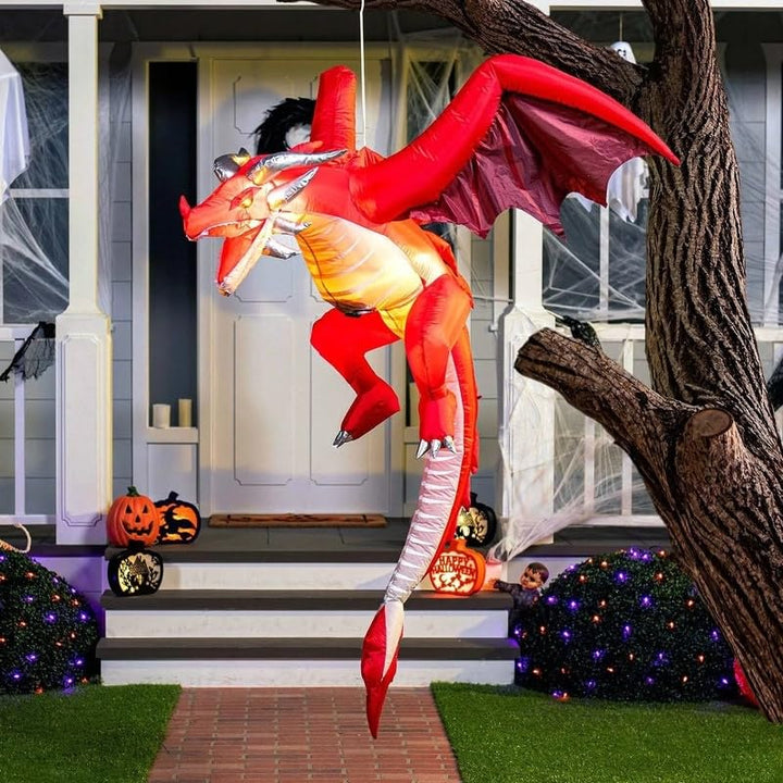 5 Ft Halloween Inflatable Hanging Flying Dragon Polyester