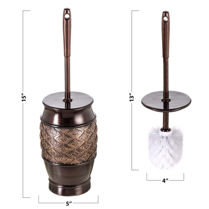 Toilet Bowl Brush with Holder (Brown) Brown Resin - Diamond Home USA