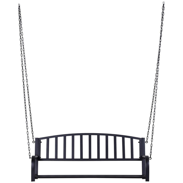 Black 2-Person Outdoor Porch Swing Bench Steel Backed - Diamond Home USA
