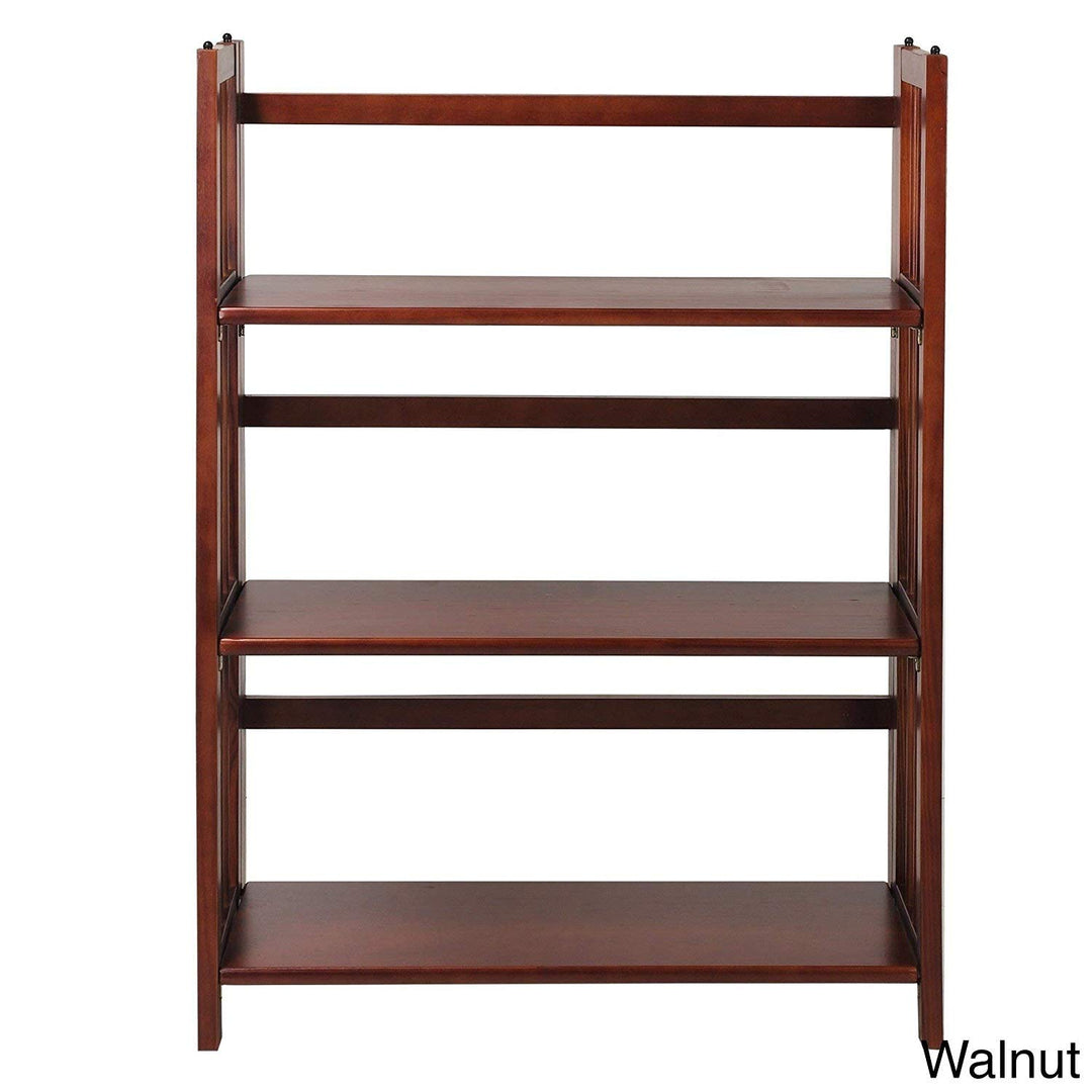 Wide Folding Bookcase Collapsible Book Case 3 Shelf Fold Up Wooden