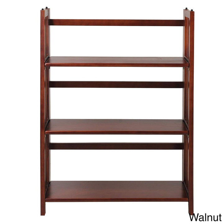 Wide Folding Bookcase Collapsible Book Case 3 Shelf Fold Up Wooden