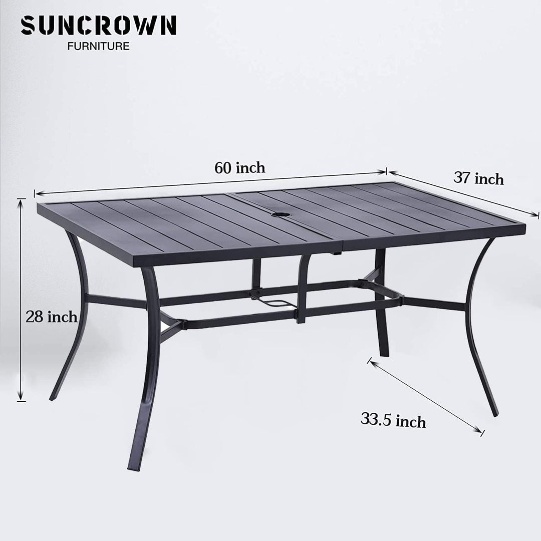 60"x37" Patio Outdoor Metal Steel Dining Bistro Table Black Rectangular 60''x37'' - Diamond Home USA