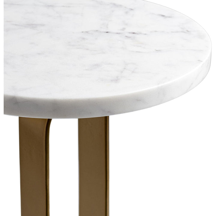 Marble End Table 24" h X 12" w 12" d Gold Modern Contemporary Round Metal - Diamond Home USA