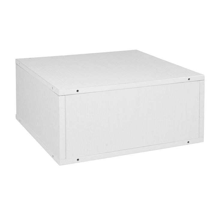 Half Size Stackable Storage Cube- White Wood Grain Off/White Modern Contemporary - Diamond Home USA