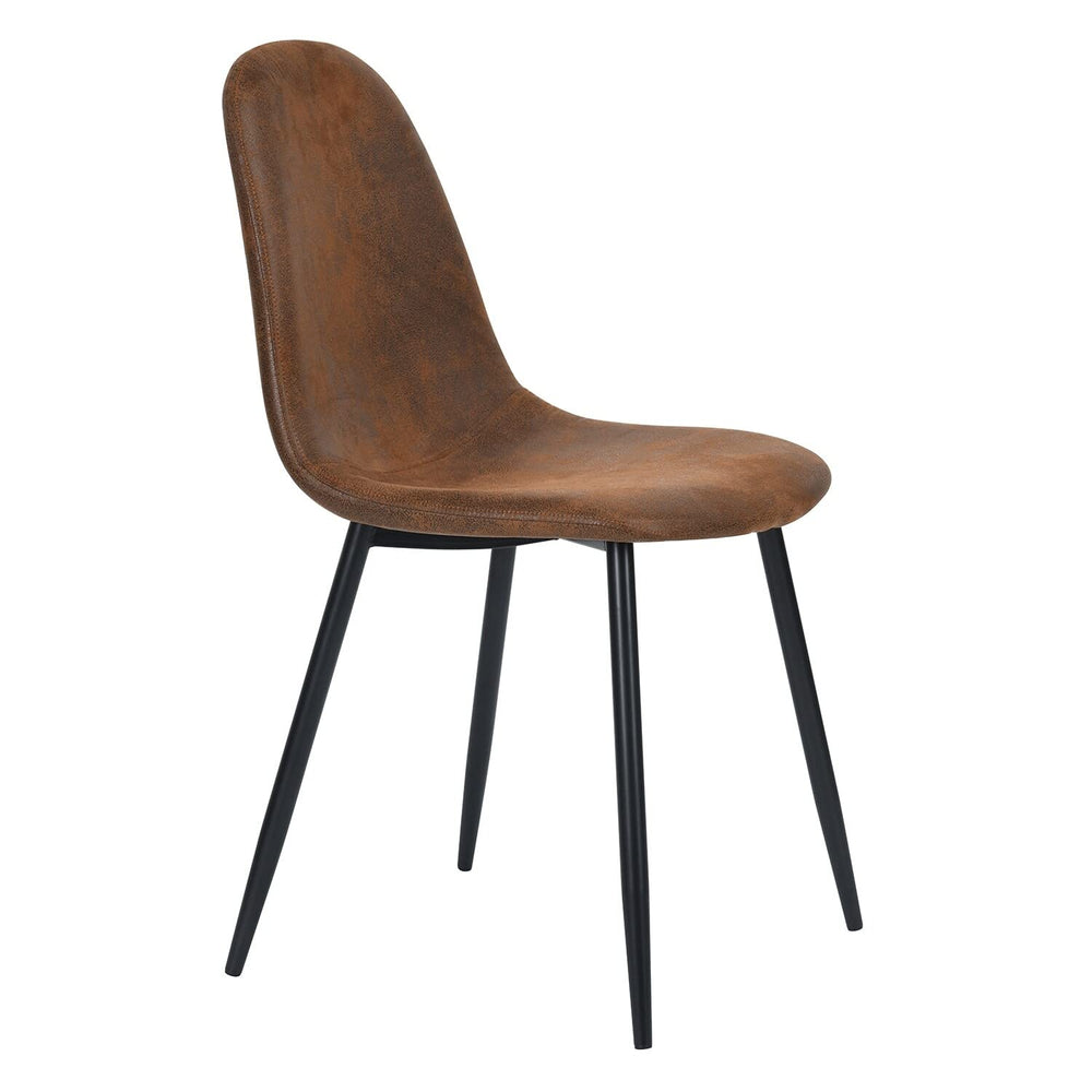 Chair Set of 4 Pu Leather Side Seating with Black Metal Legs Brown Upholstered - Diamond Home USA