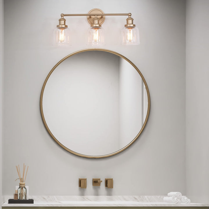 Modern Gold Bathroom Vanity Light 3-light Dimmable Glass Wall Sconces Rose L21.5 - Diamond Home USA