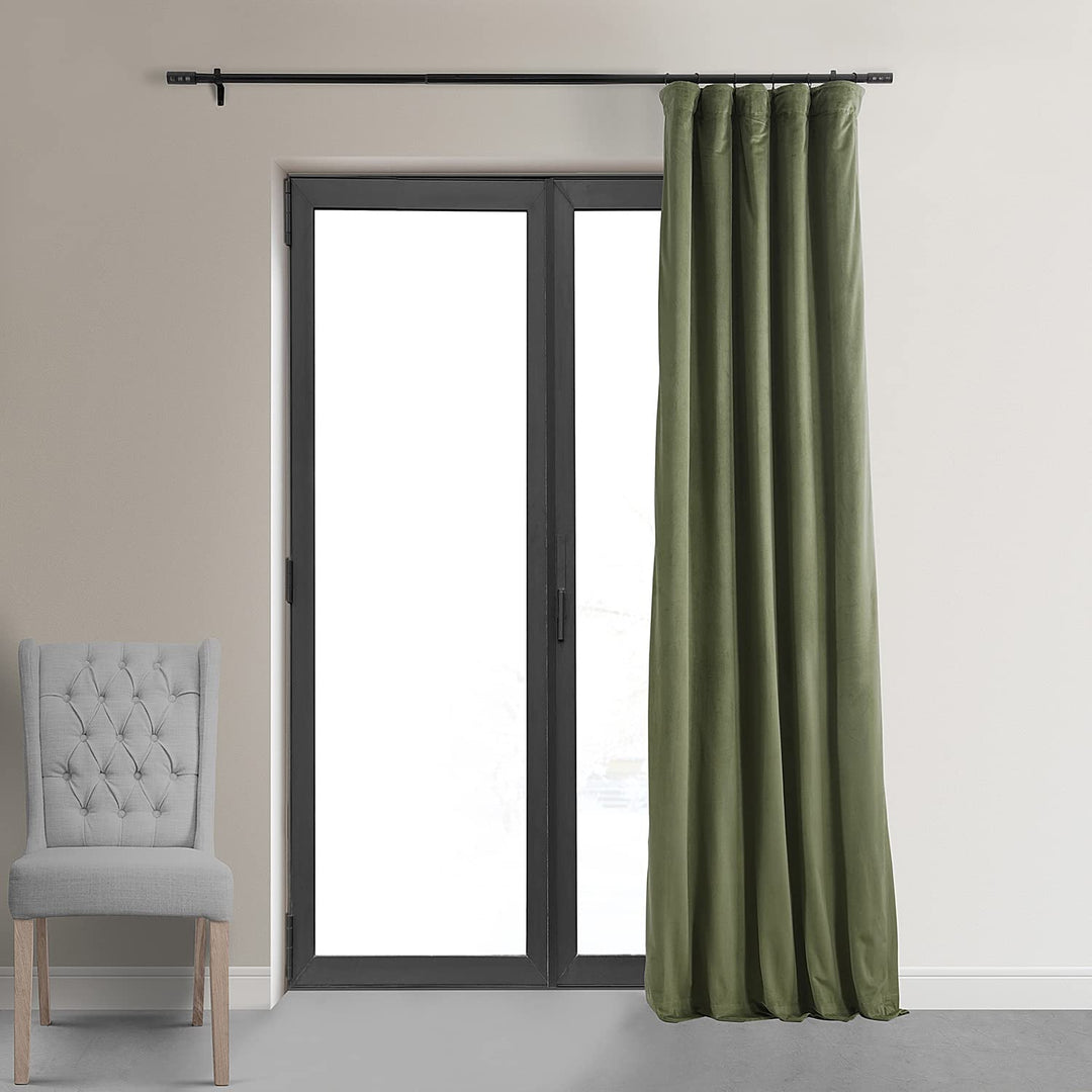 HPD Half Price Drapes Signature Velvet Thermal Blackout Curtains for Living Room 84 Inches - Hunter Green - Diamond Home USA