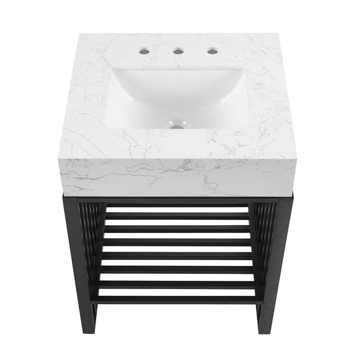 Modway Gridiron 24" Stainless Steel Bathroom Vanity 24 Inch Black - Diamond Home USA