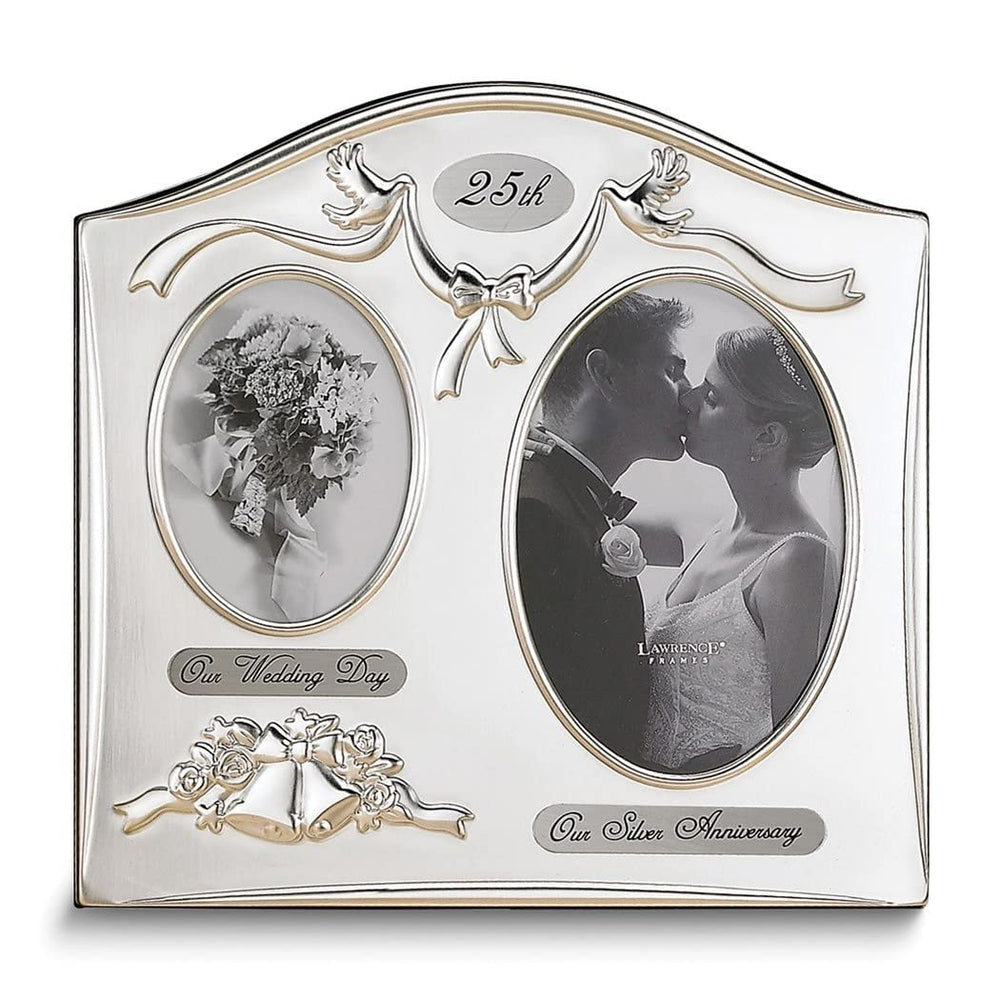 Satin Silver-plated 25th Anniversary Our Wedding Day 3.5x5 Photo Silver 4x6 - Diamond Home USA