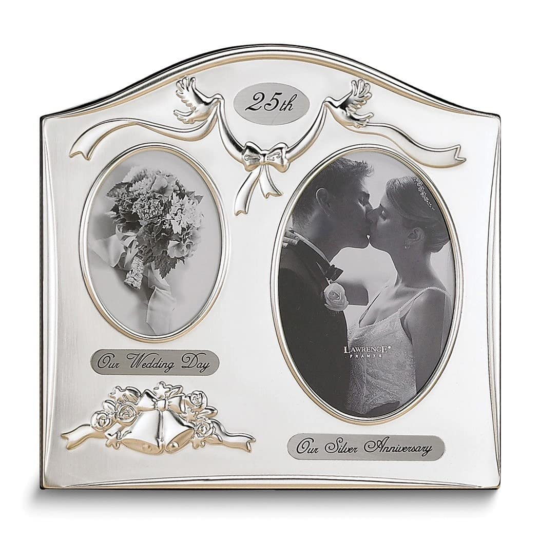 Satin Silver-plated 25th Anniversary Our Wedding Day 3.5x5 Photo Silver 4x6 - Diamond Home USA