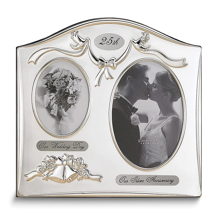 Satin Silver-plated 25th Anniversary Our Wedding Day 3.5x5 Photo Silver 4x6 - Diamond Home USA