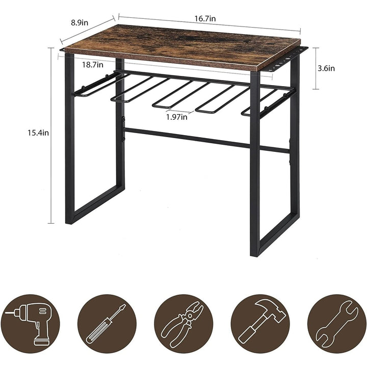 Bench Top Power Tool Organizer with 4 Drill Holders Black - Diamond Home USA