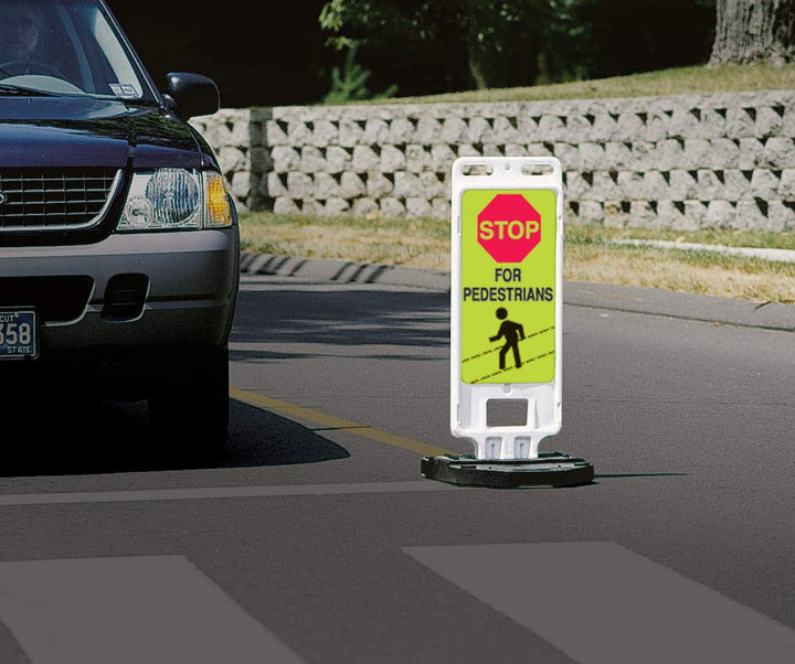 Brady Pedestrian and Crosswalk Sign - 40" Height 14" Width - Black Flourescent - Diamond Home USA