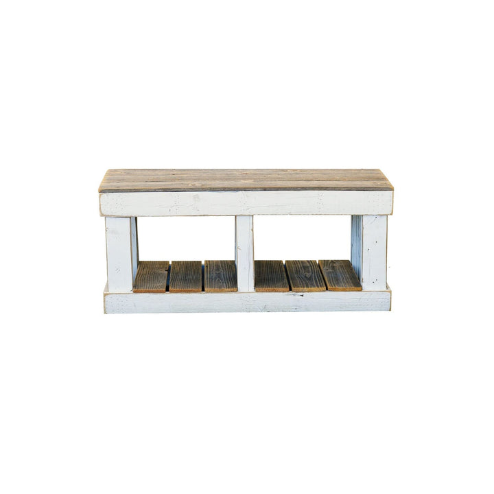 White Combo Storage Bench Farmhouse Rectangular Reclaimed Wood Natural Finish - Diamond Home USA