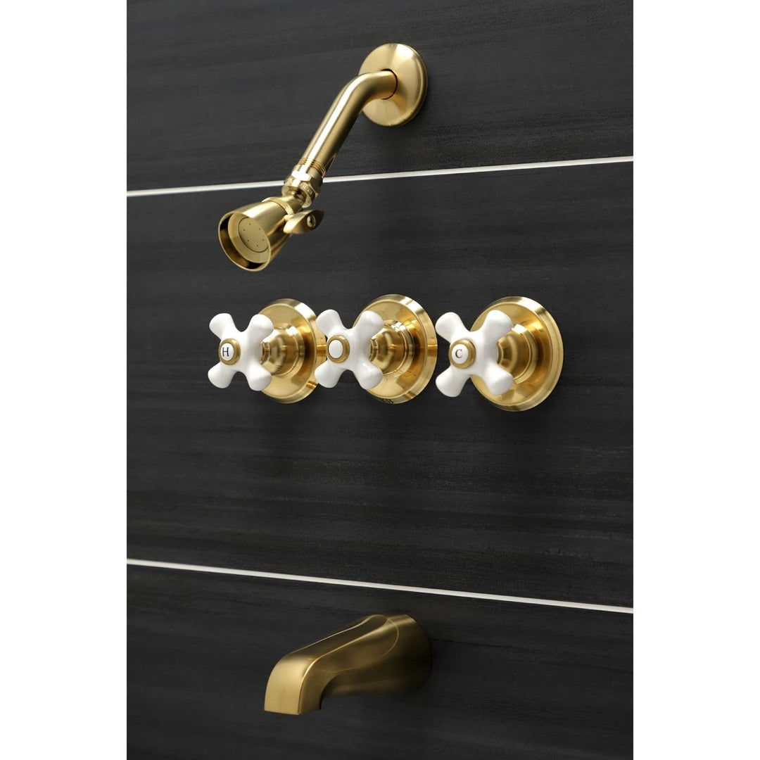 Kingston Brass Victorian Three-Handle Tub and Shower Faucet