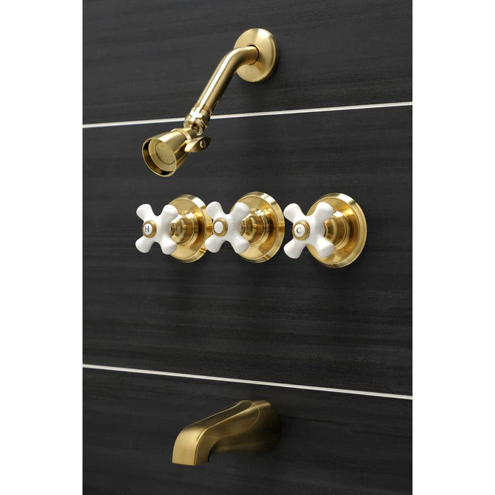 Kingston Brass Victorian Three-Handle Tub and Shower Faucet