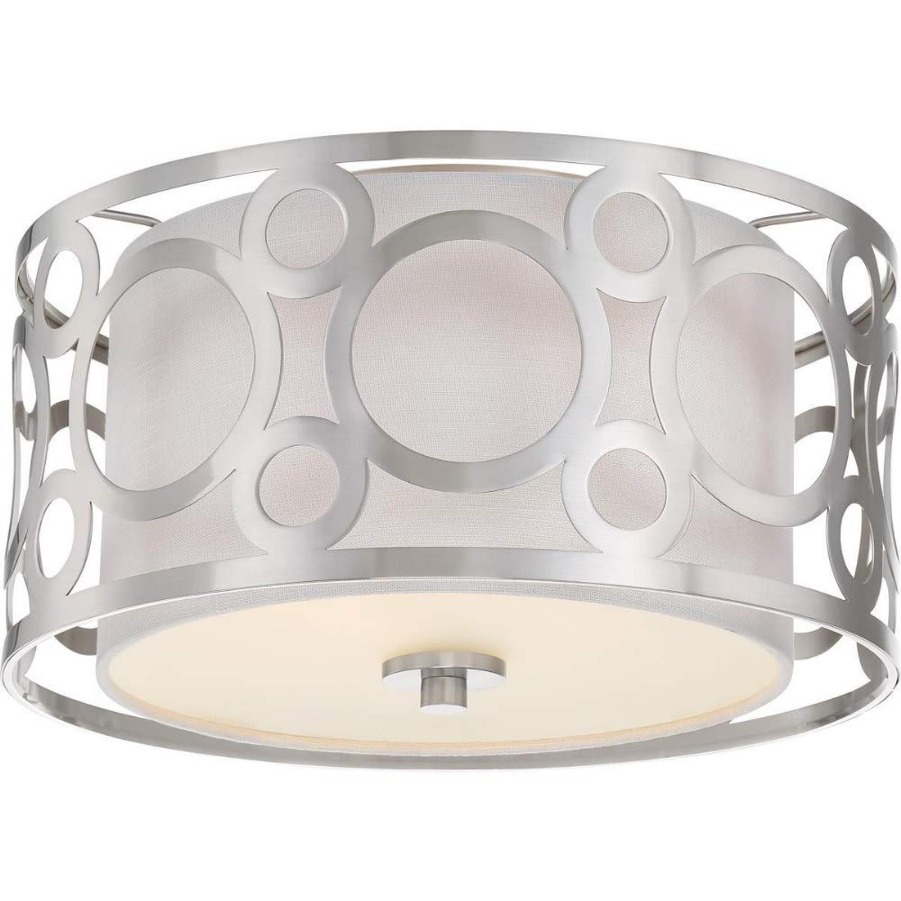 Nuvo 60/5942 45923659423 Two Light Flush Mount 2 Brushed Nickel/White Linen - Diamond Home USA
