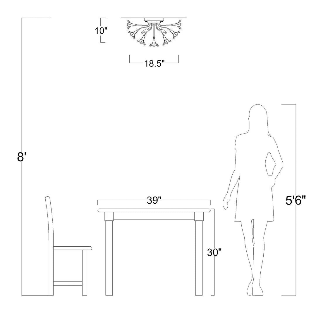 The Lighting Store Rosa Brushed Silver-ish Champagne Finish Flower Glass Flush - Diamond Home USA