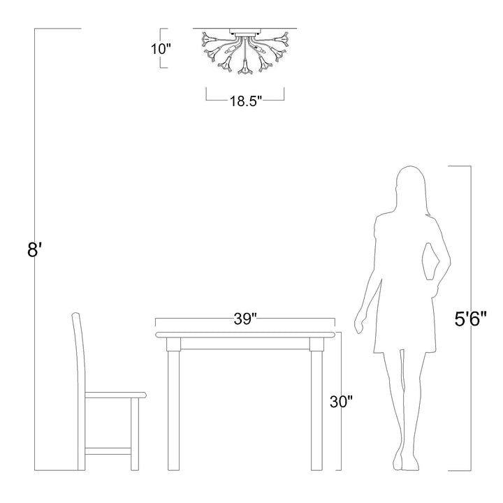 The Lighting Store Rosa Brushed Silver-ish Champagne Finish Flower Glass Flush - Diamond Home USA