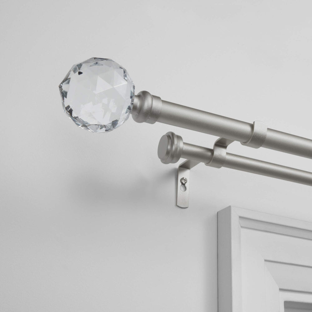 Exclusive Home Curtains ER1026-01 66120 Crystal Ball Double Curtain Rod and - Diamond Home USA