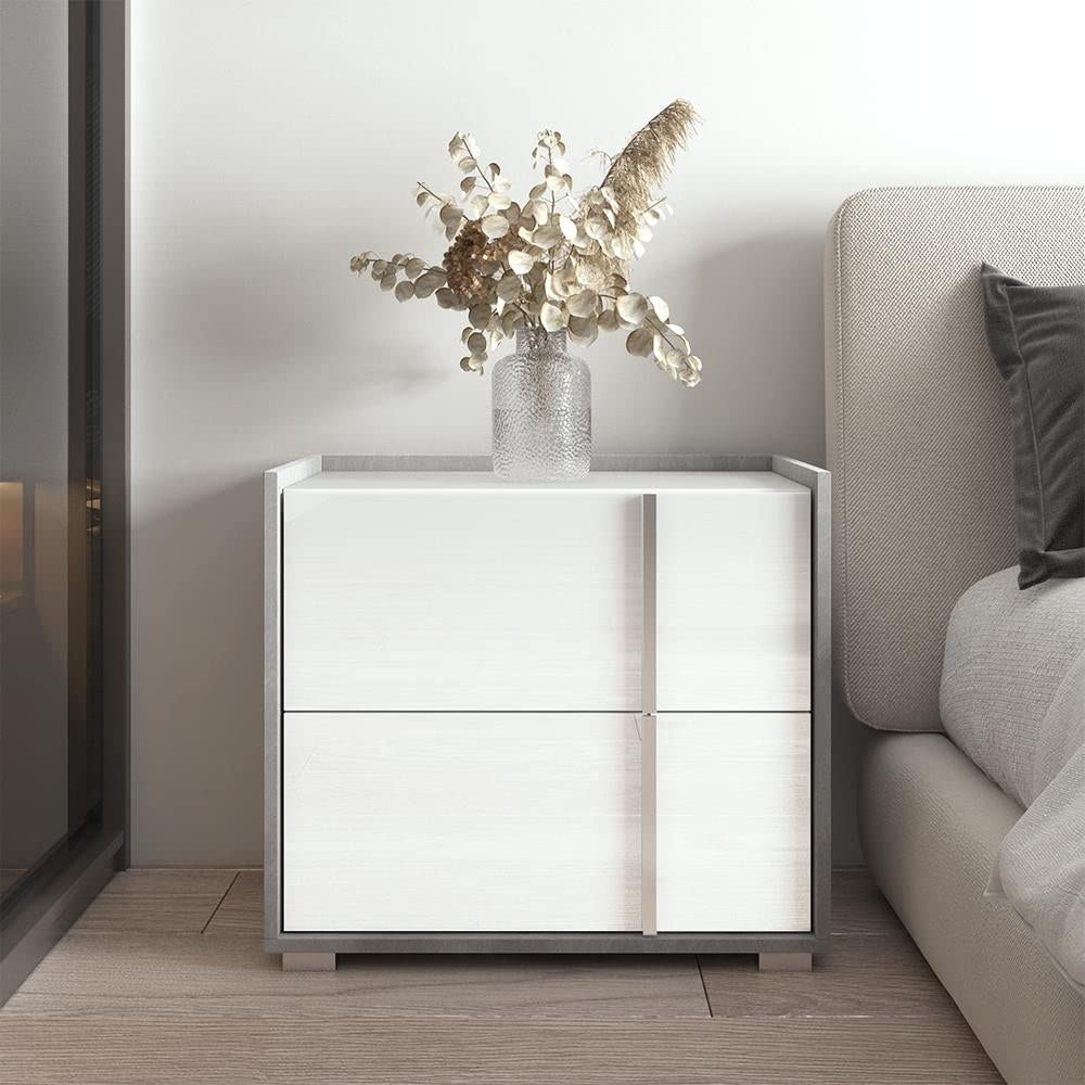 Sky 25" Nightstand White Mid-Century Modern Contemporary MDF Glossy Matte - Diamond Home USA