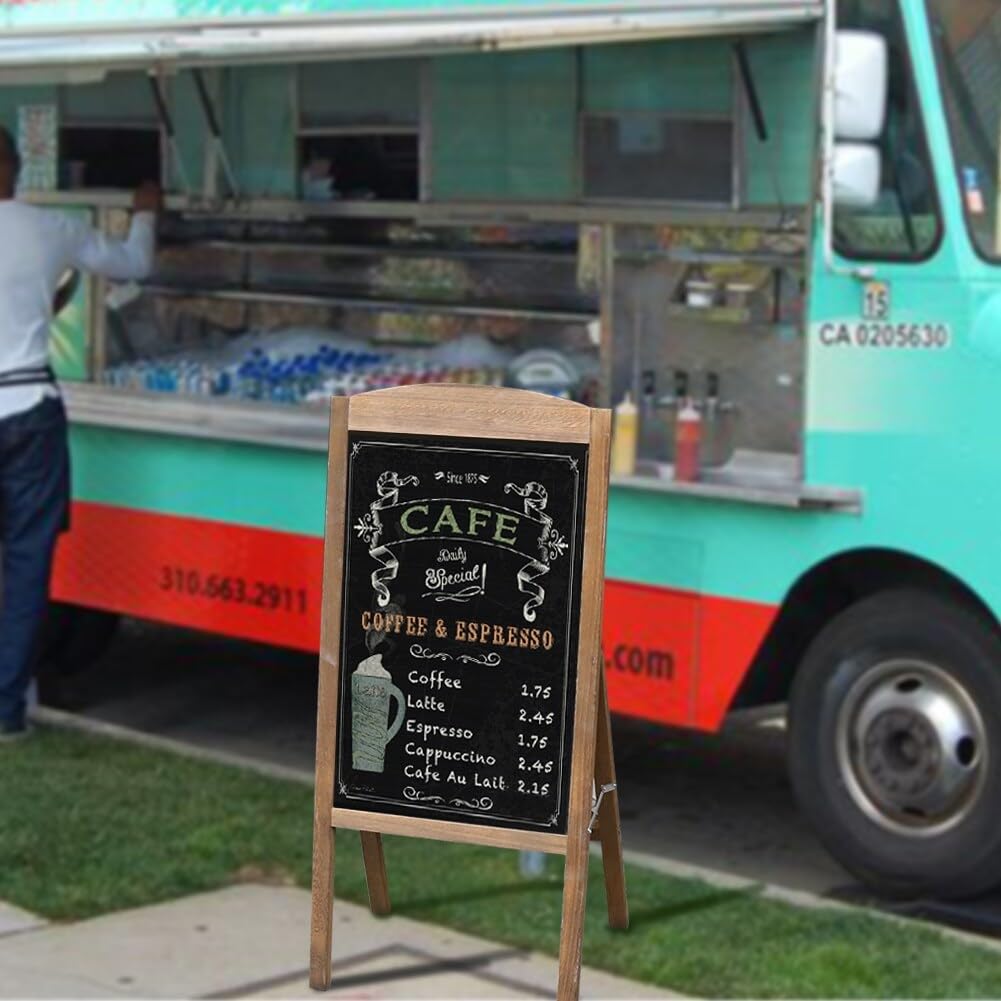 Chalkboard A Board Magnetic Frame Blackboard Sandwich Brown 35"w X 17" H Wood - Diamond Home USA