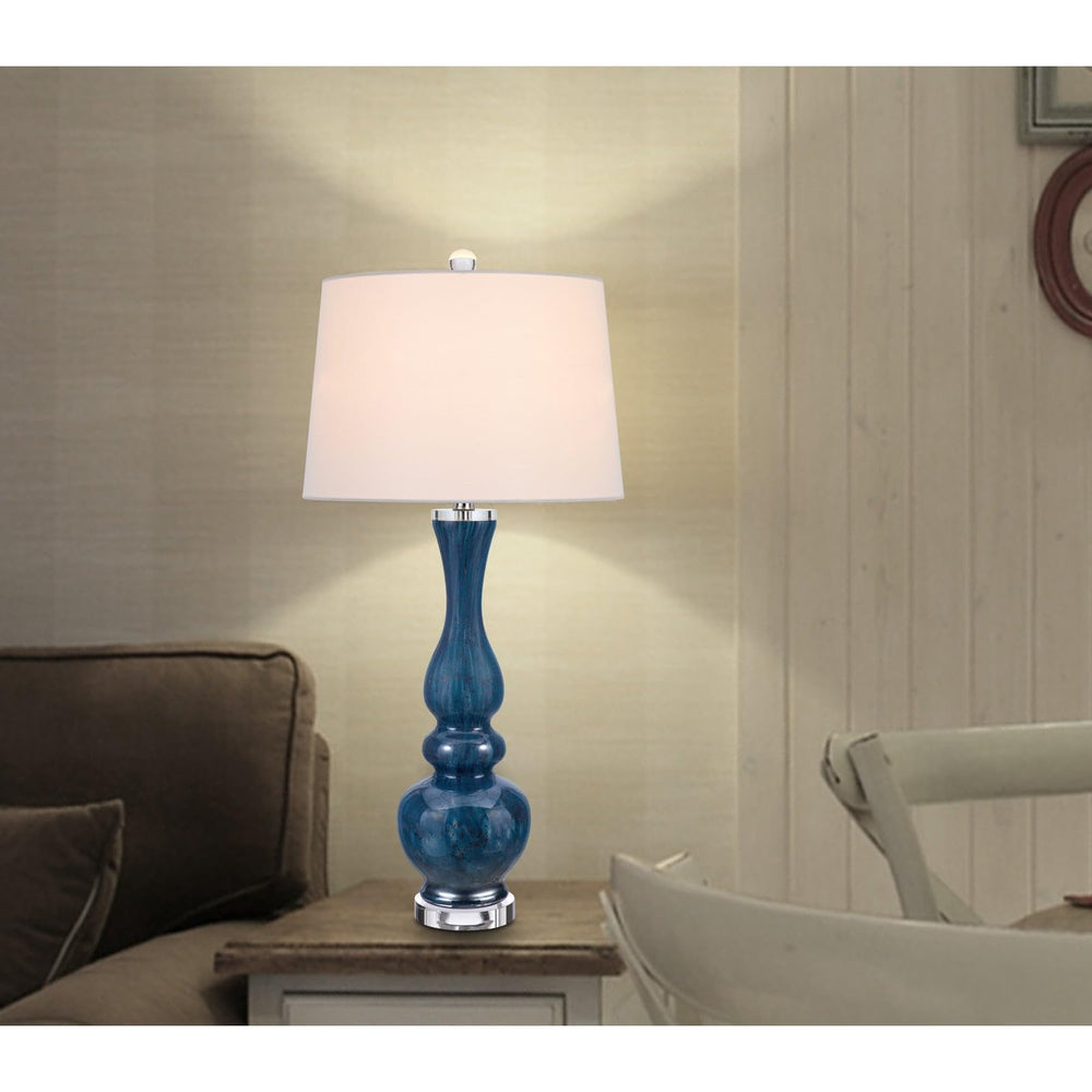 32" Height Deep Blue Glass Table Lamp One Size Modern Contemporary - Diamond Home USA