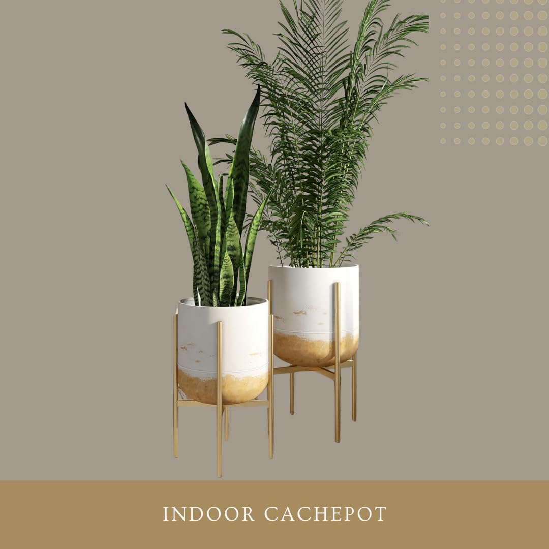 aspire home accents Paloma White and Beige Modern Indoor Planters Terracotta - Diamond Home USA