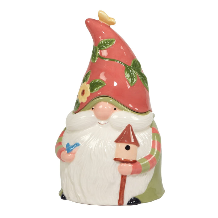 Garden Gnomes 50 Oz. 3-d Cookie Jar 50oz Green Red White Ceramic - Diamond Home USA