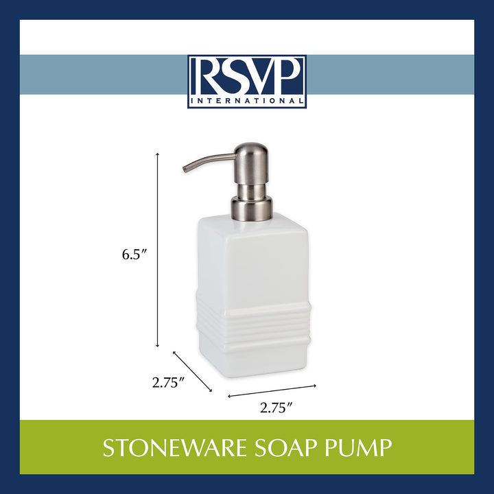 RSVP International Stoneware Soap Dispenser Collection Decorative Countertop for - Diamond Home USA
