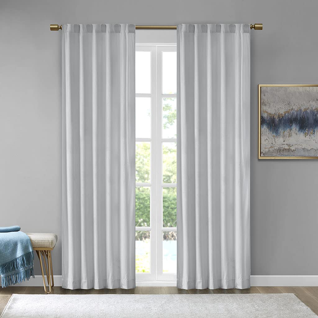 510 DESIGN Colt Room Darkening Poly Velvet Rod Pocket/Back Tab Window Panel Pair 84" panel - Light grey