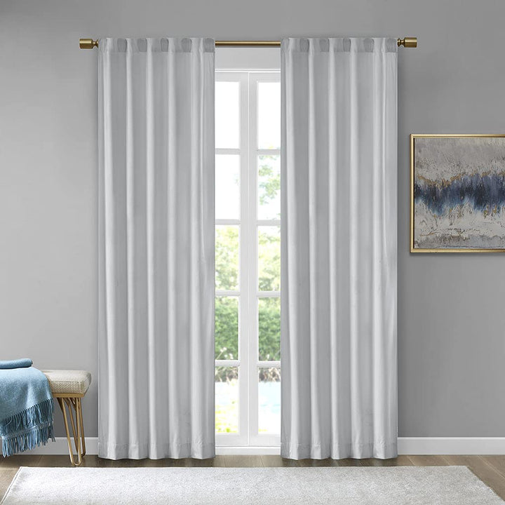 510 DESIGN Colt Room Darkening Poly Velvet Rod Pocket/Back Tab Window Panel Pair 84" panel - Light grey
