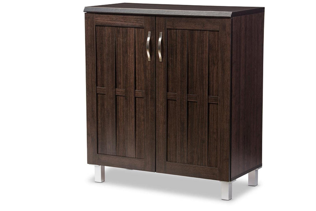 Baxton Studio Excel 35.1-inch High 2-Shelf Storage Cabinet Dark Brown