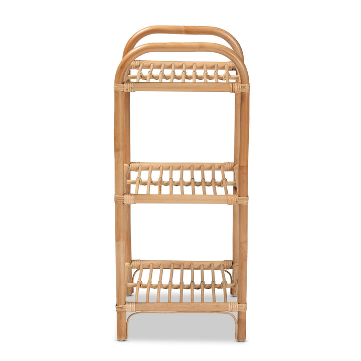 Bohemian Natural Brown Finished Rattan 3-Tier Display Shelf Eclectic - Diamond Home USA