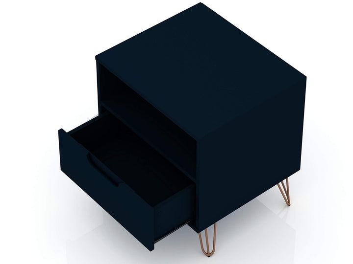 Manhattan Comfort Rockefeller Mid-Century Modern 1 Drawer Bedroom Nightstand . - Diamond Home USA