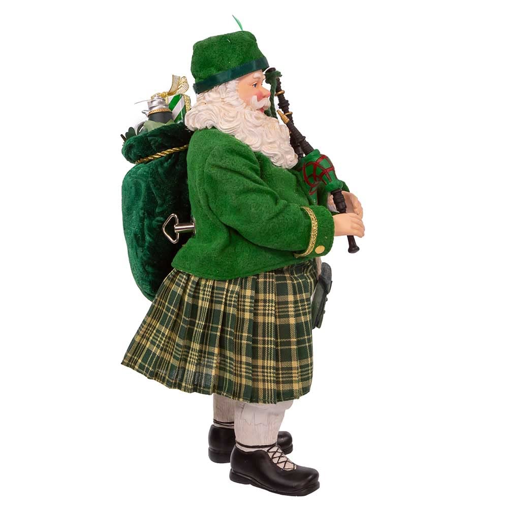 Kurt Adler 10.5-Inch Fabriché Musical Irish Bagpiper Santa - Diamond Home USA