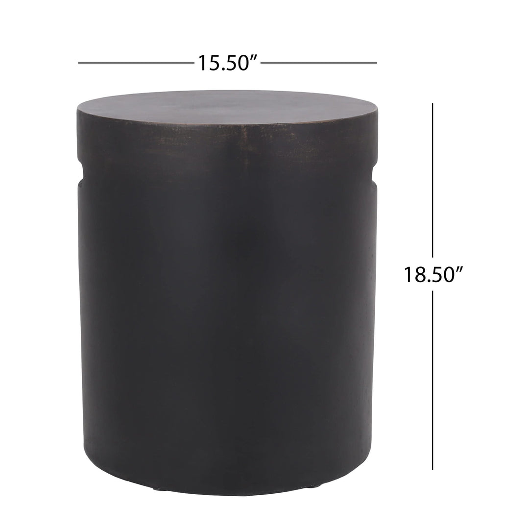 Outdoor Lightweight Concrete Side Table Brown Modern Contemporary Round - Diamond Home USA