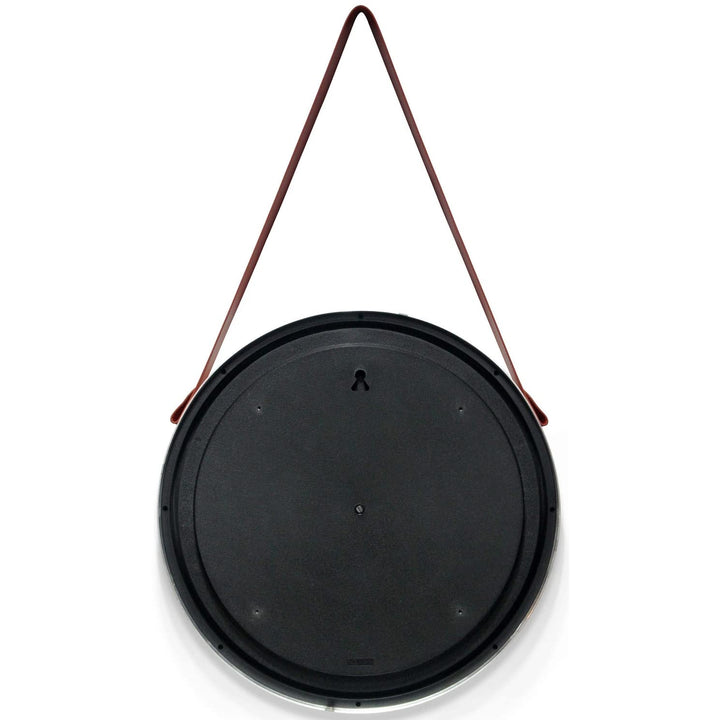 Decorative Silver 18 Inch Mirror with Frame and Hanging Strap Brown/Silver - Diamond Home USA