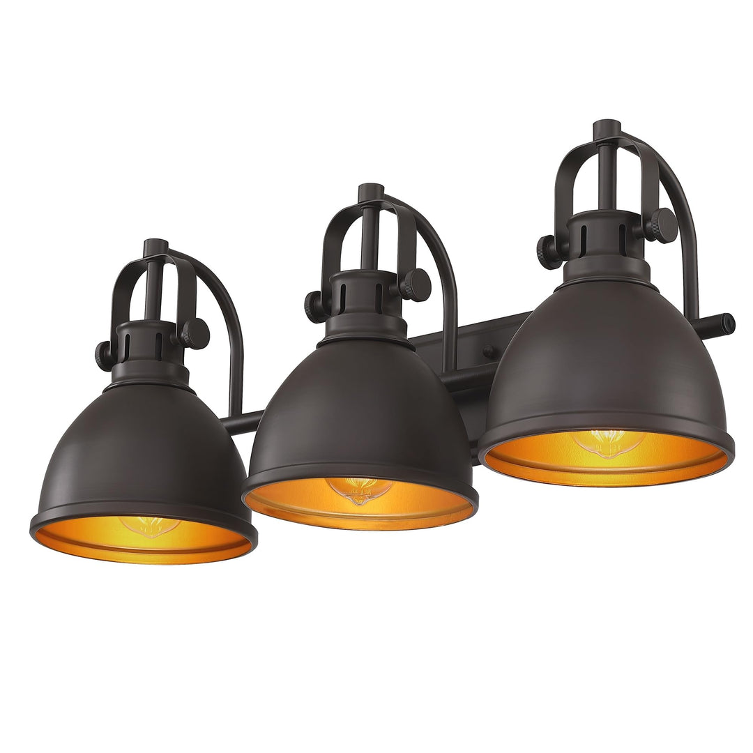 3 Light Farmhouse Bathroom Vanity Wall Sconces Brown Vintage Metal