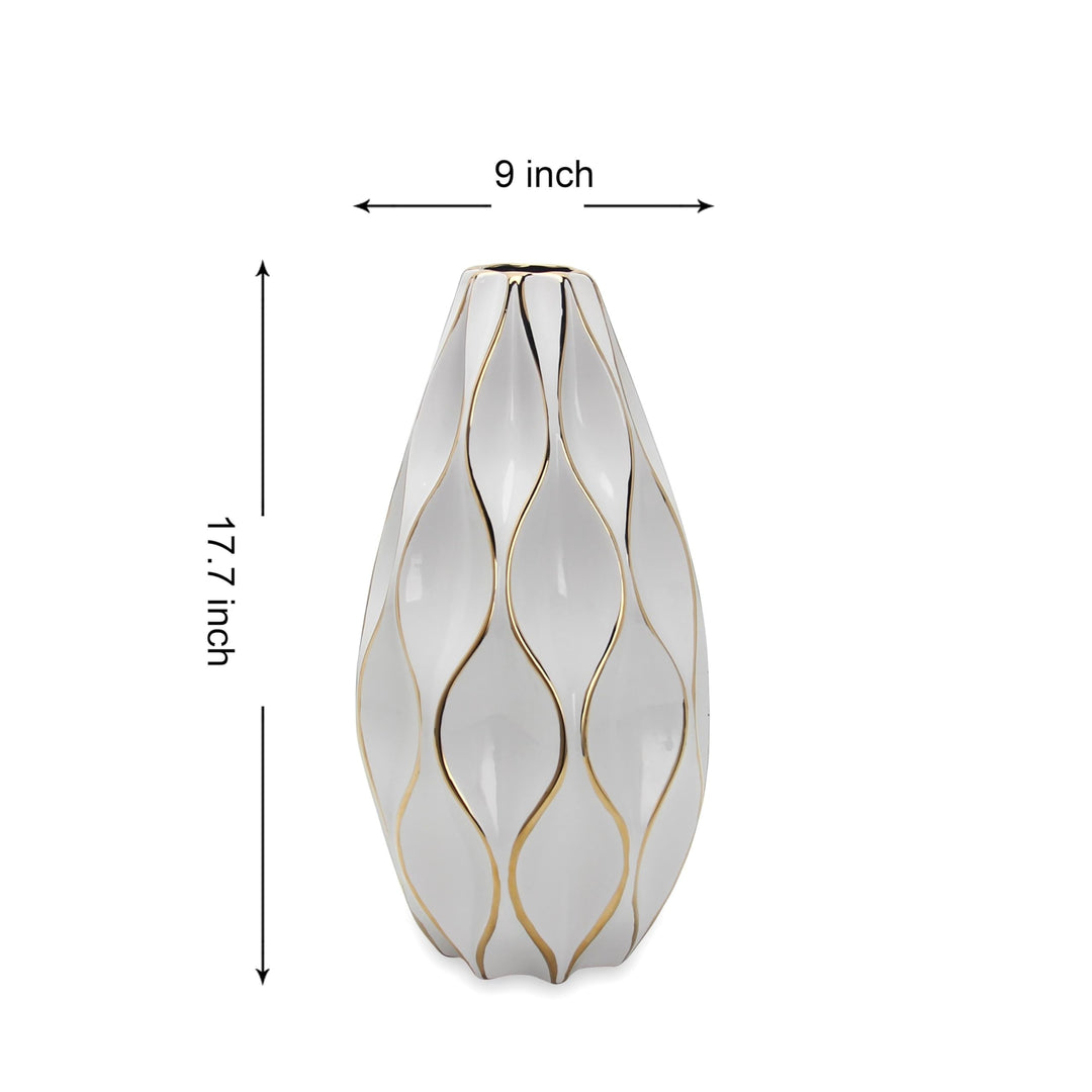 Beloved Elegant White Ceramic Vase with Gold Accents Multi Color - Diamond Home USA