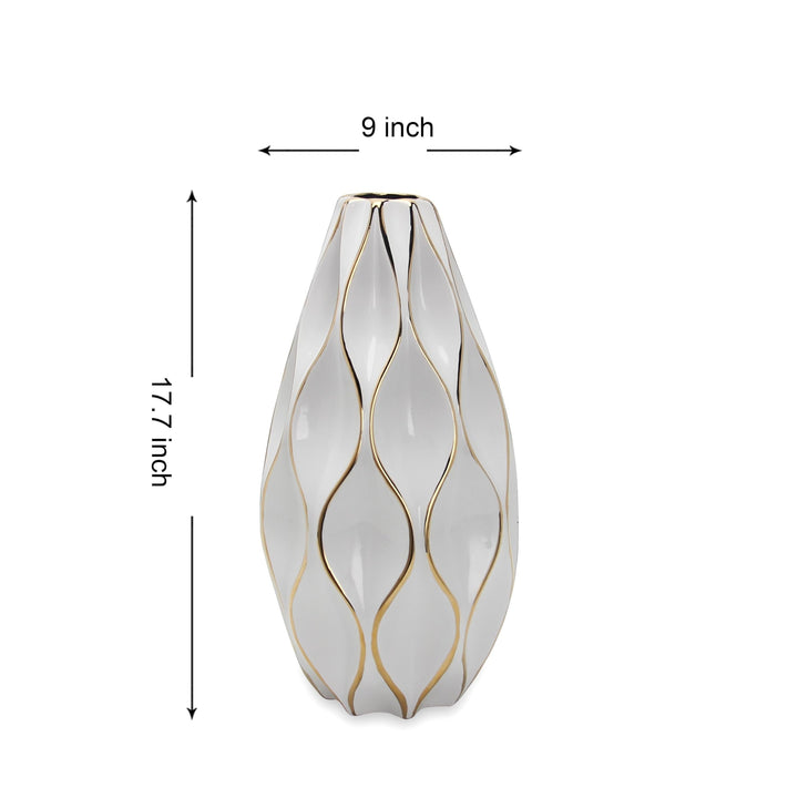 Beloved Elegant White Ceramic Vase with Gold Accents Multi Color - Diamond Home USA