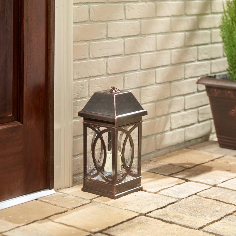 San Ii Solar Lantern -Antique Bronze (4/cs) Brown Clear Metallic Mission - Diamond Home USA