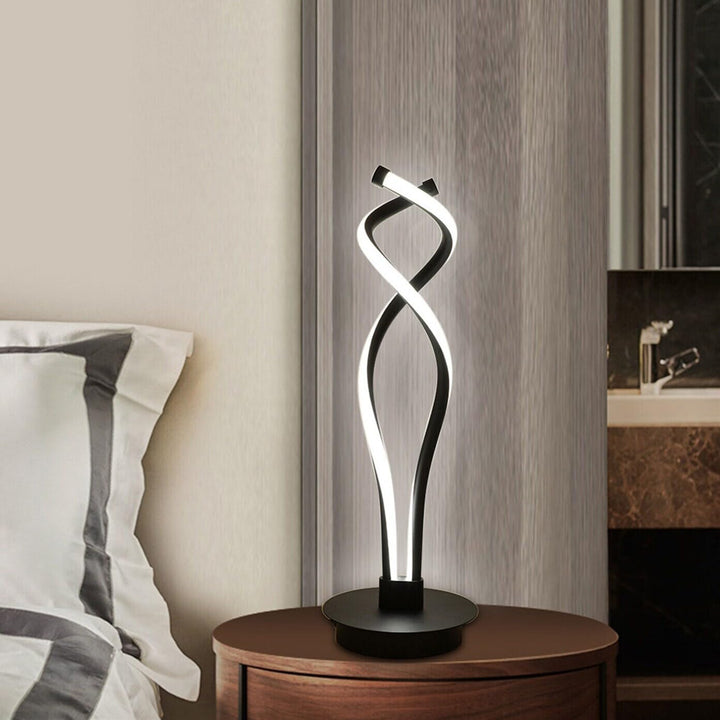 Black Modern Double Spiral Acrylic Table Lamp Contemporary Energy Efficient