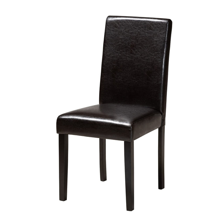 Modern Brown Leather and Wood 5-Piece Dining Set Upholstered - Diamond Home USA