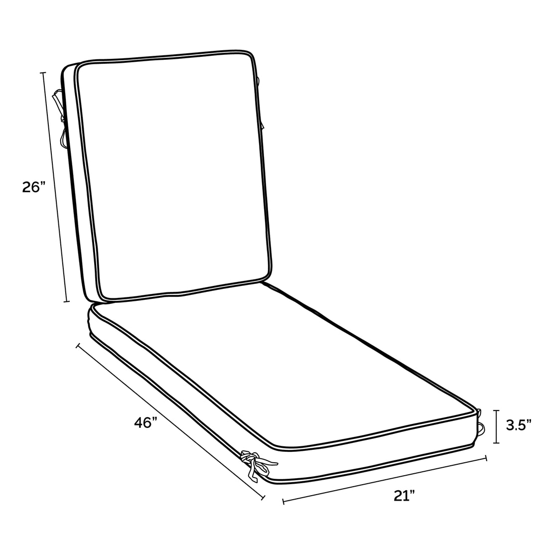 Arden Selections ProFoam Essentials Outdoor Chaise Lounge Cushion 72 x 21 French - Diamond Home USA
