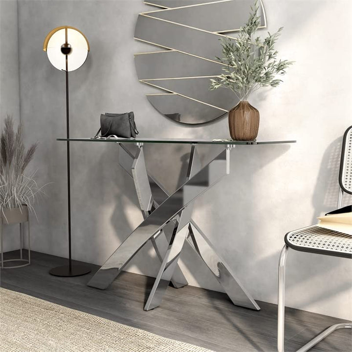 Furniture of America Bryce Contemporary Metal 45-Inch Sofa Table in Chrome - Diamond Home USA